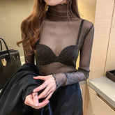 Women's Sexy See Through Mesh Blouse