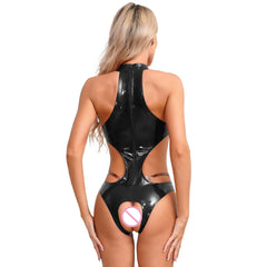 Womens Sexy Open Cup Crotchless Bodysuit
