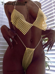 Sexy see through pearl micro bikini