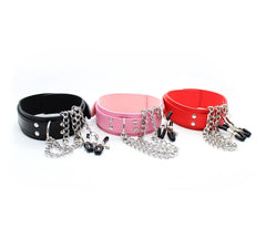 Leather Neck Collar Nipple Clamp