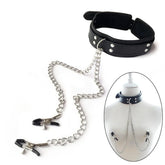Leather Neck Collar Nipple Clamp