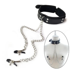 Leather Neck Collar Nipple Clamp