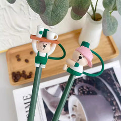 Cute Bear Silicone Straw Cover Caps