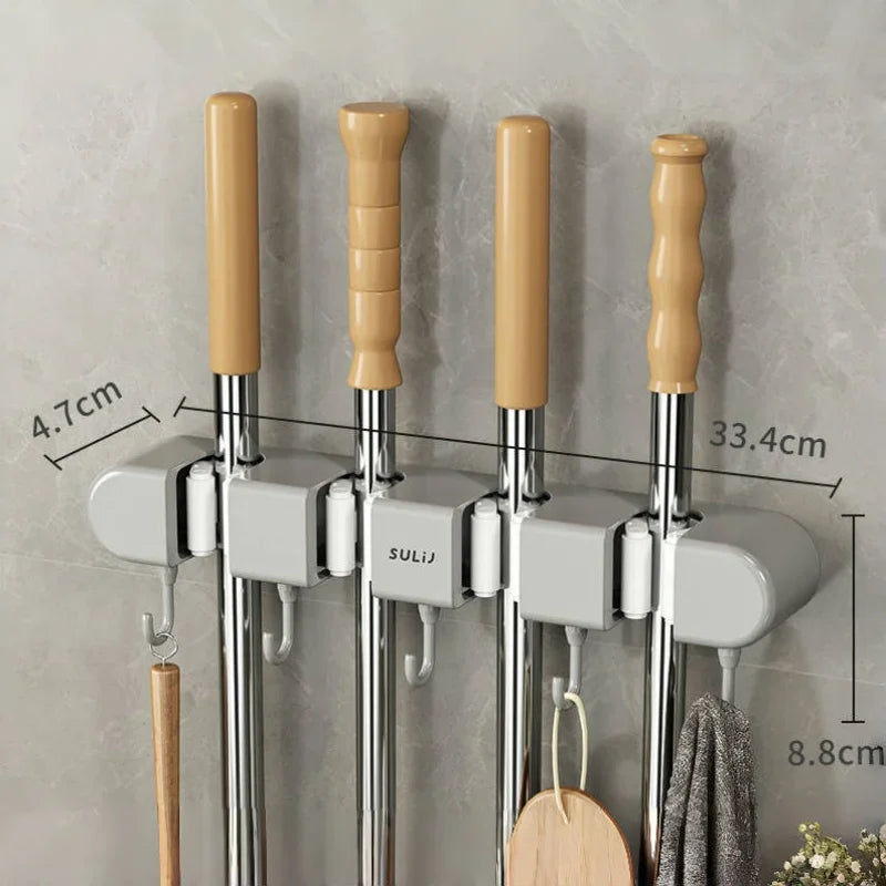 Mop Holder with Hooks