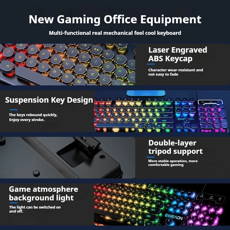 Retro Punk Round Gaming Keyboard