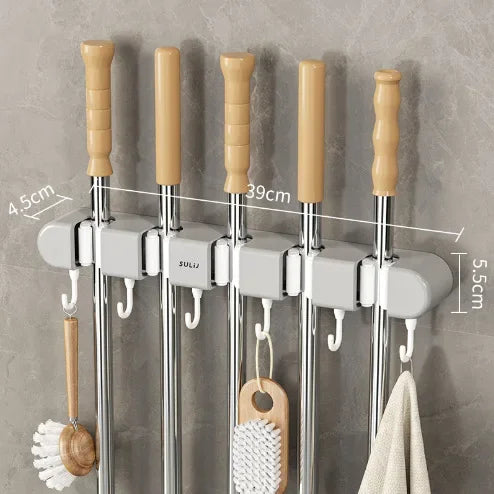 Mop Holder with Hooks