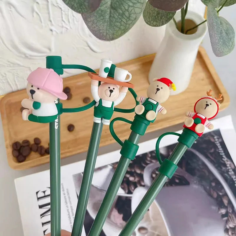 Cute Bear Silicone Straw Cover Caps