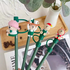Cute Bear Silicone Straw Cover Caps