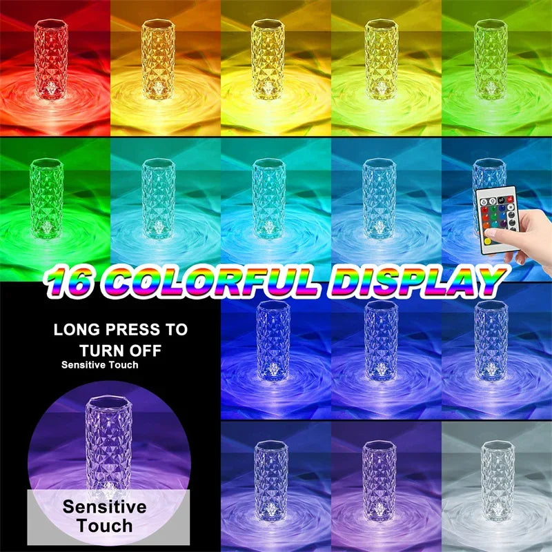 16 Colors LED Crystal Table Lamp