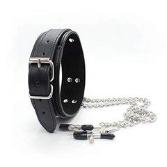 Leather Neck Collar Nipple Clamp