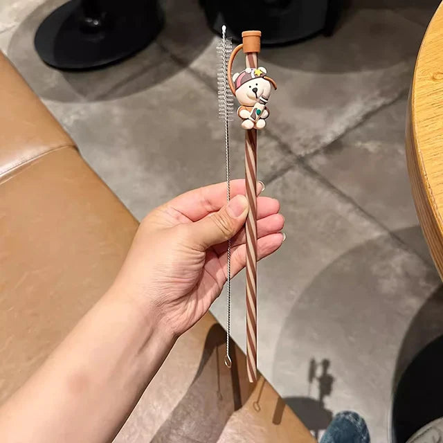 Cute Bear Silicone Straw Cover Caps