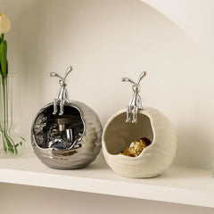 Decorative ceramic storage bowl