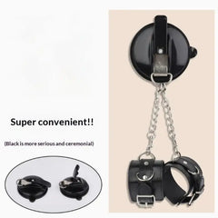 Leather Handcuffs with Strong Suction Cup