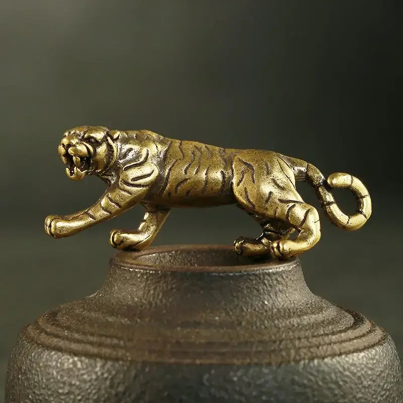 Antique Copper Tiger King Figurines