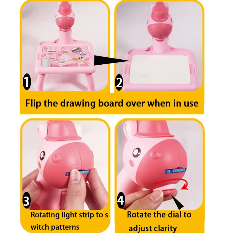 Children led projector drawing table toy