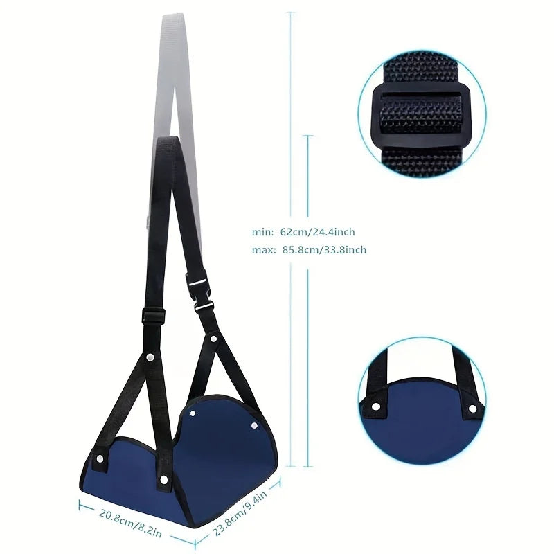 Airplane Footrest With Adjustable Strap