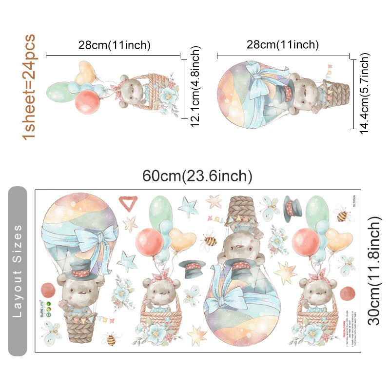 Animals Bear Rabbits Wall Stickers