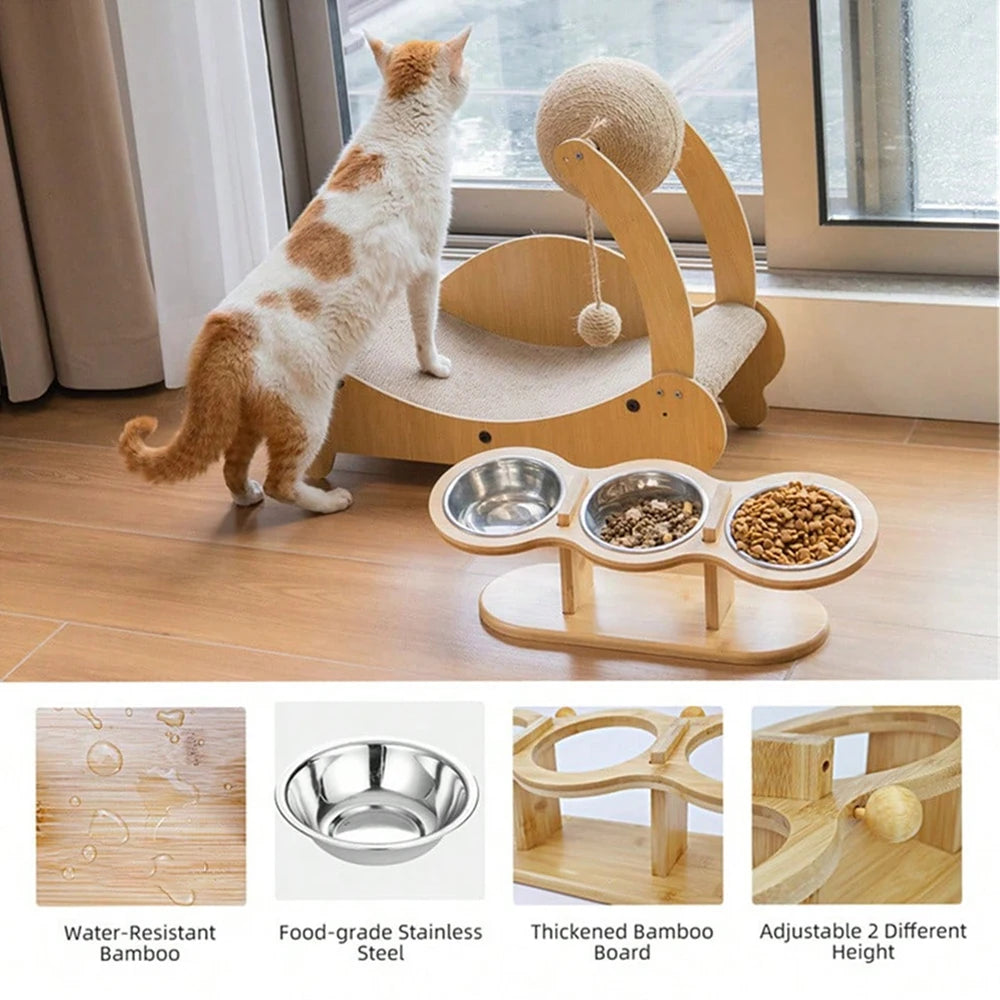Cat 3 Bowls in 1 Feeder