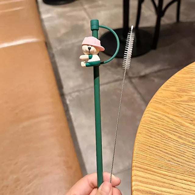 Cute Bear Silicone Straw Cover Caps