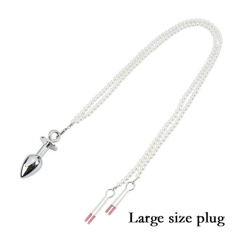 Small Medium Large Butt plug Pearl Nipple Clamps
