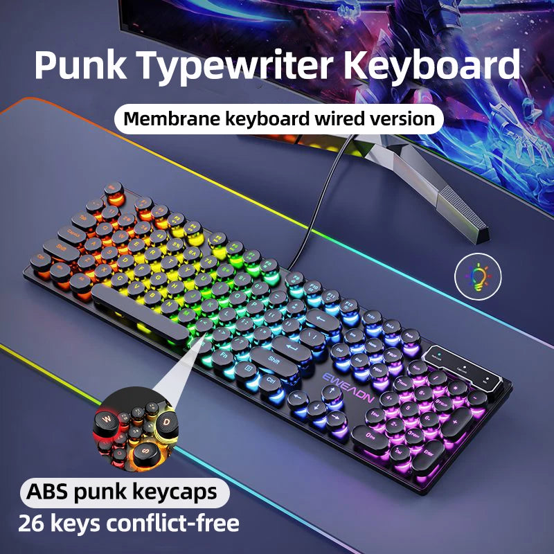 Retro Punk Round Gaming Keyboard