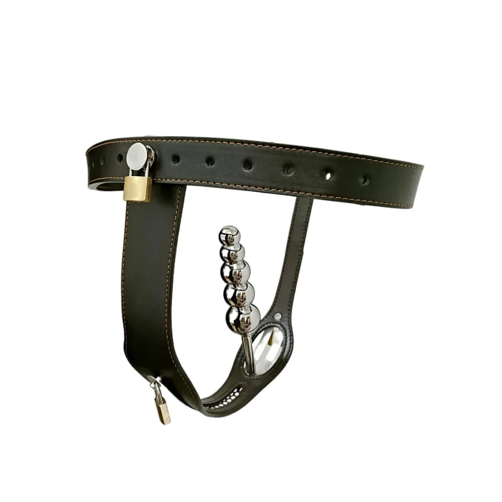 T-Shaped Leather Chastity Belt