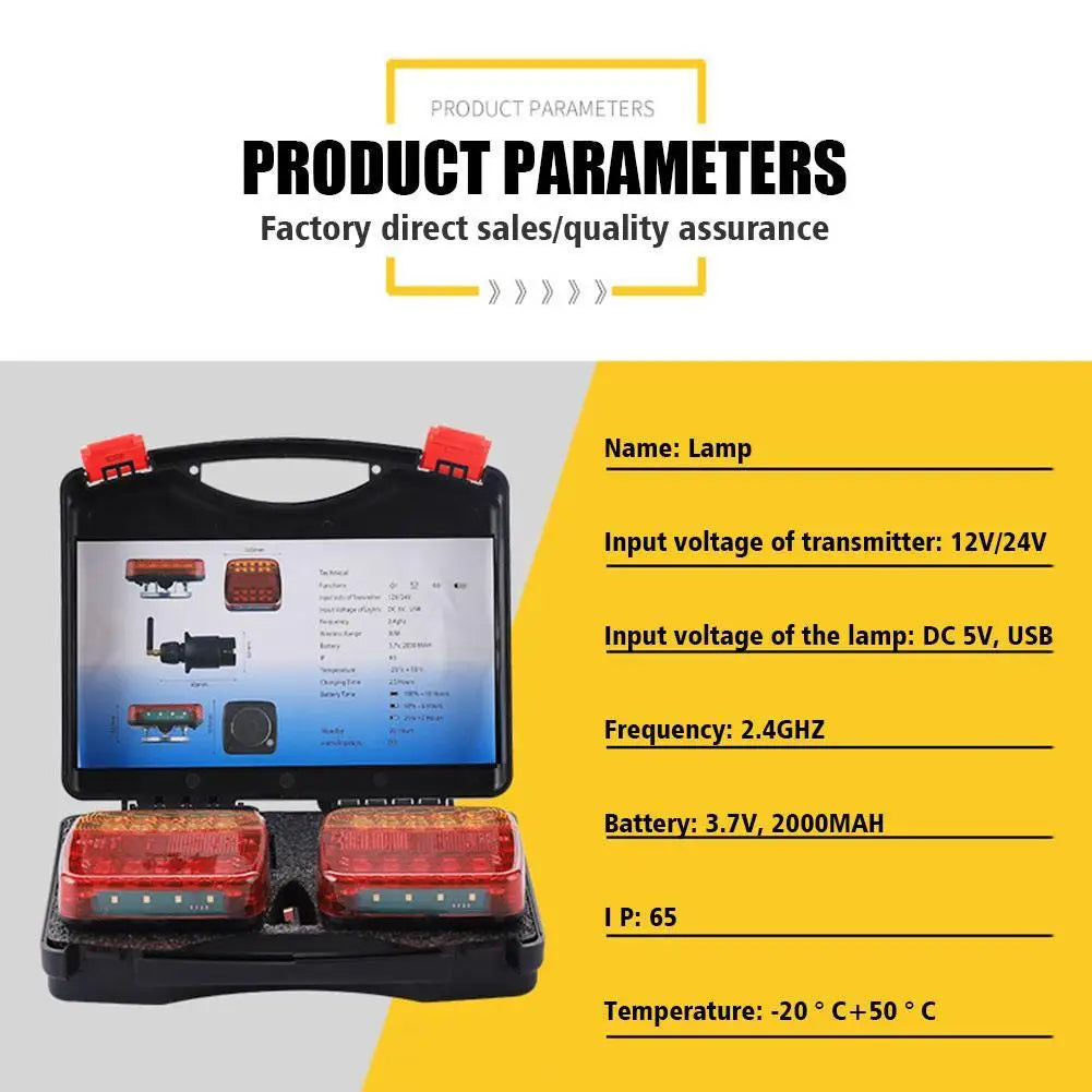Wireless Magnetic Trailer Tail Light +  RV Trailer Adapter
