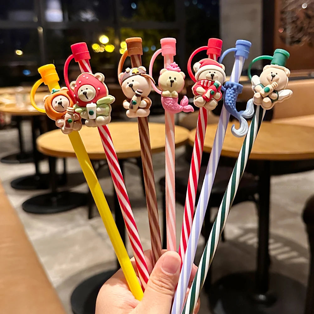 Cute Bear Silicone Straw Cover Caps
