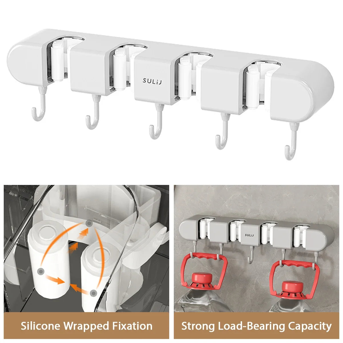 Mop Holder with Hooks