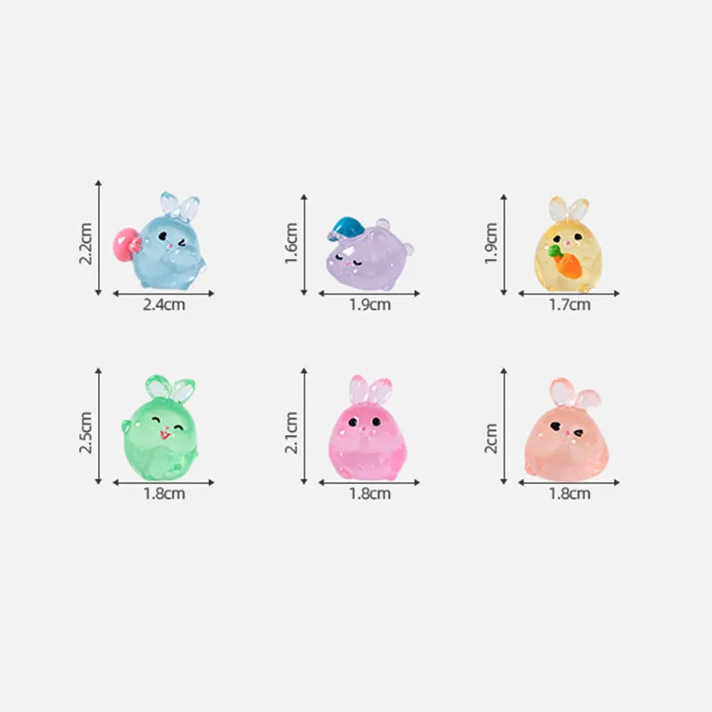 6PCS Luminous Rabbits Resin