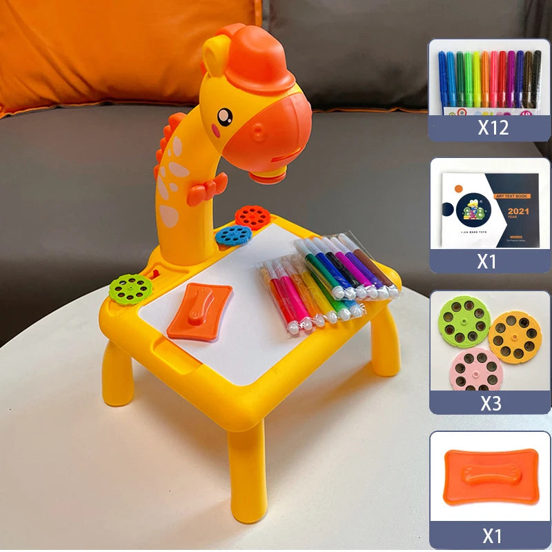 Children led projector drawing table toy