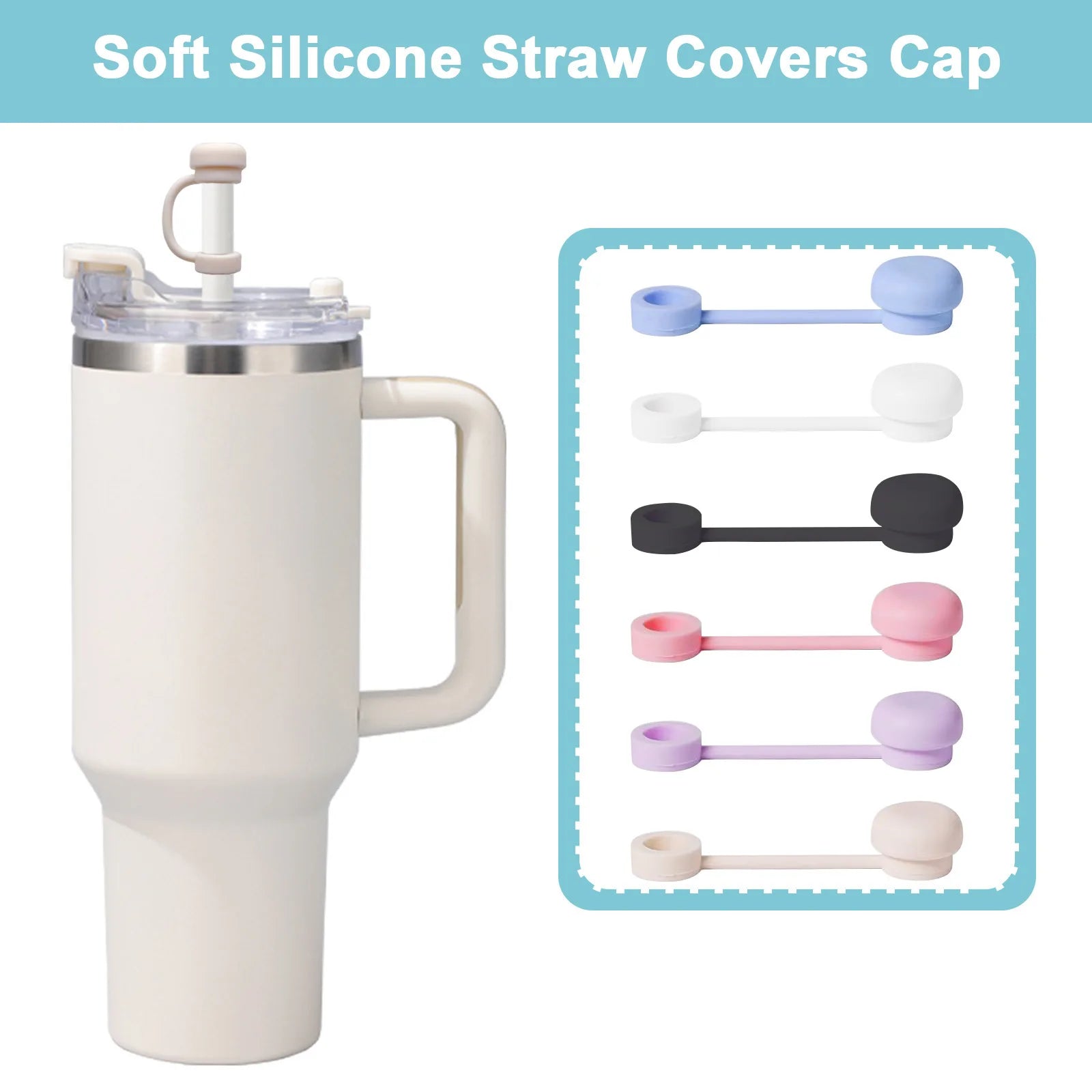 1Set Silicone Cup Straw Cover