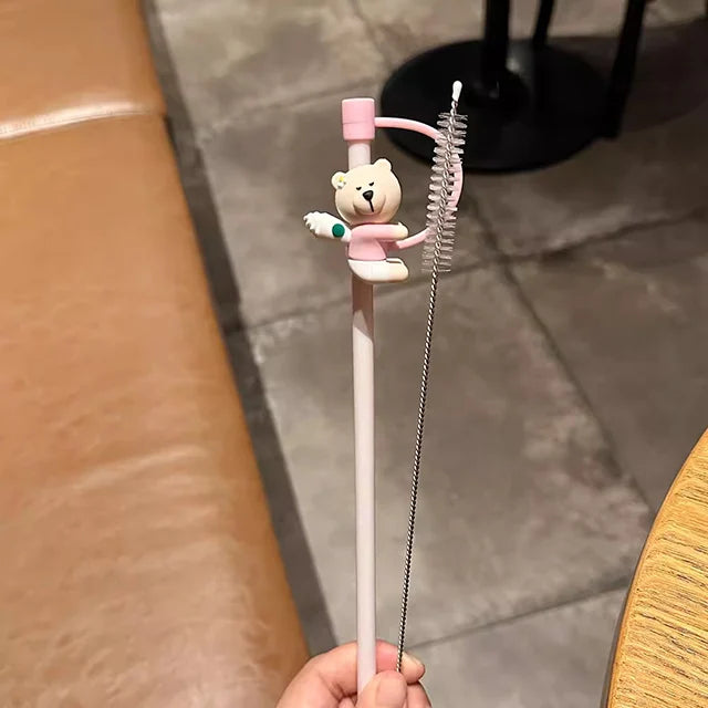 Cute Bear Silicone Straw Cover Caps
