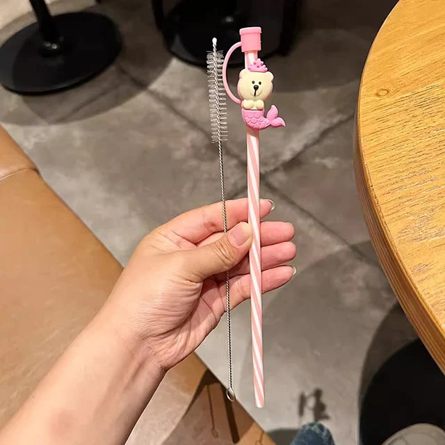 Cute Bear Silicone Straw Cover Caps