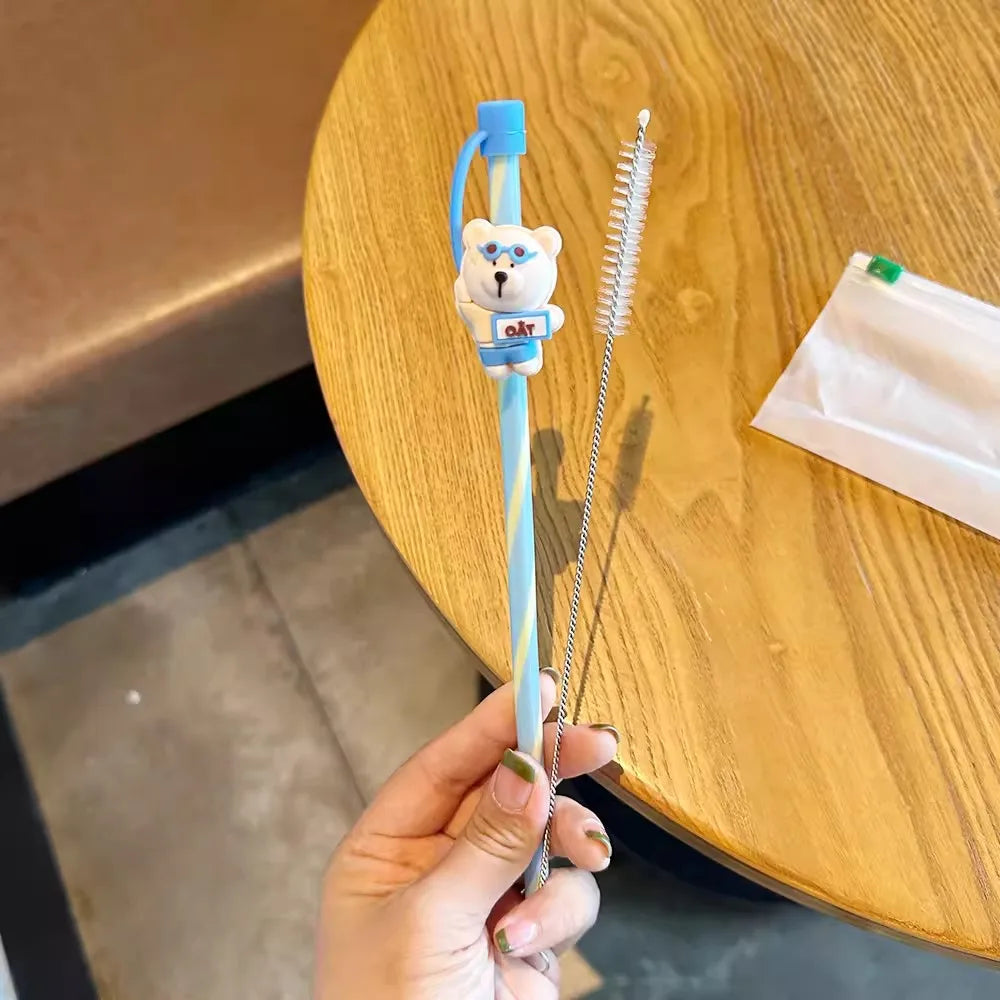 Cute Bear Silicone Straw Cover Caps