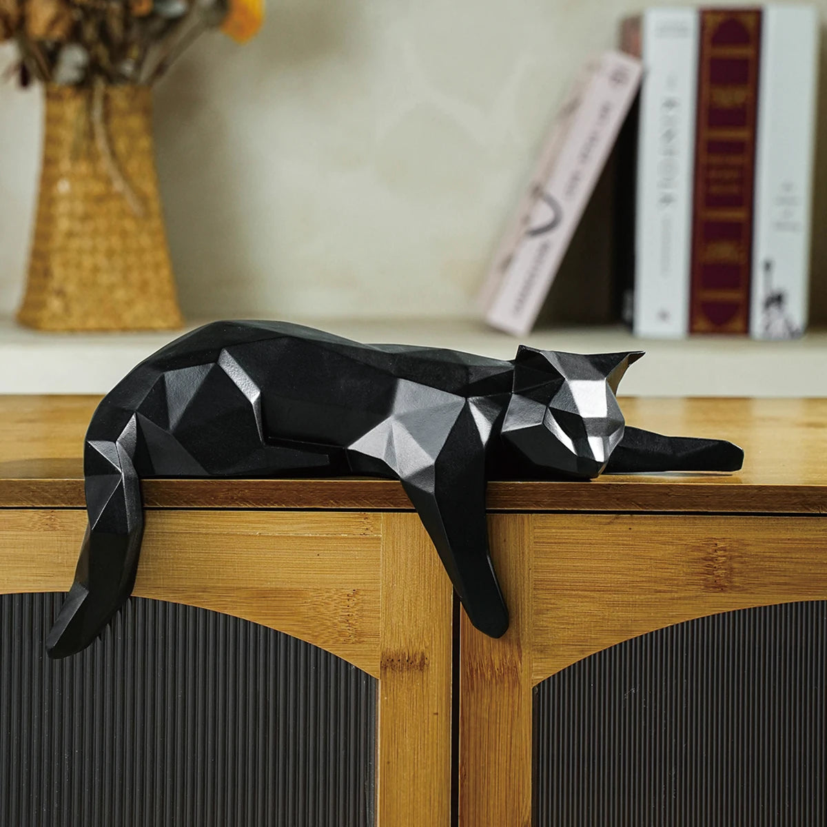 White Black Cat Statue