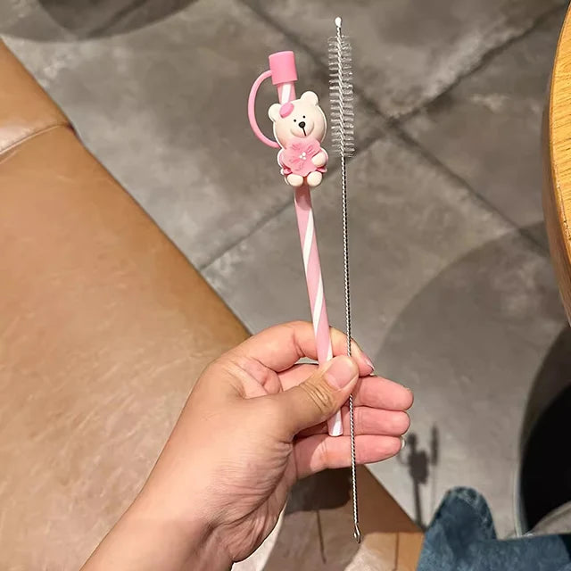 Cute Bear Silicone Straw Cover Caps