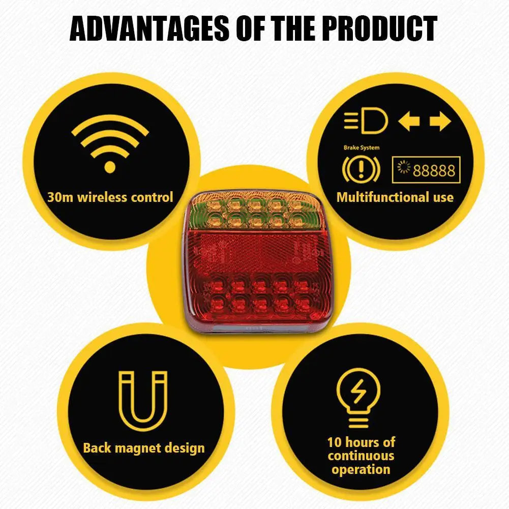 Wireless Magnetic Trailer Tail Light +  RV Trailer Adapter