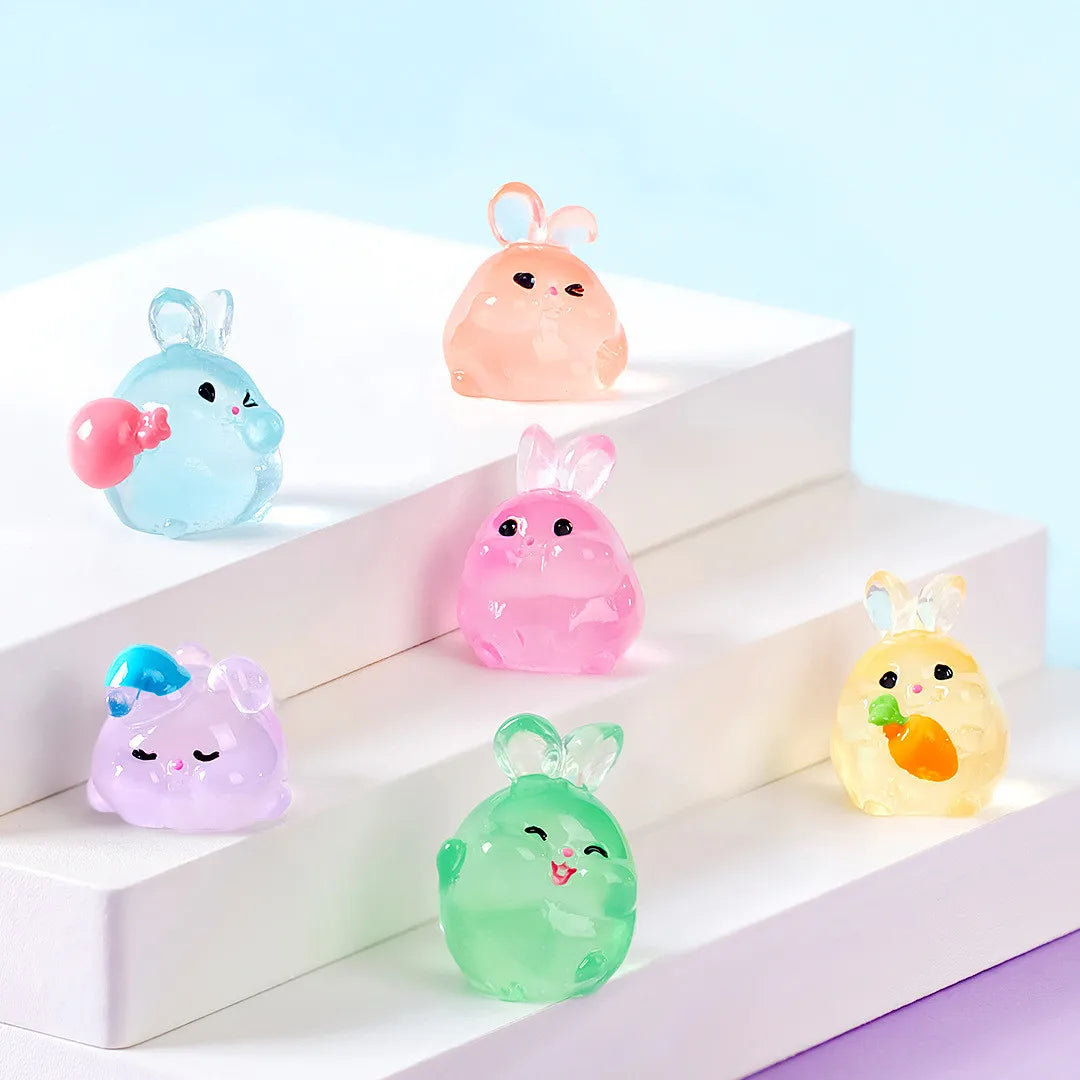 6PCS Luminous Rabbits Resin