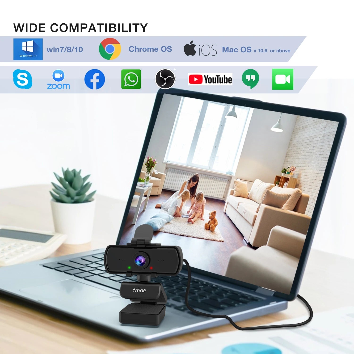 Full HD PC Webcam with Microphone,