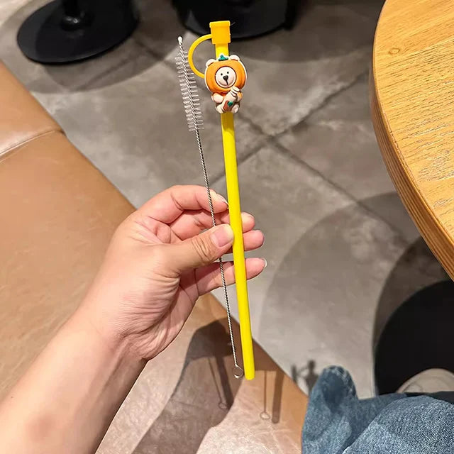 Cute Bear Silicone Straw Cover Caps
