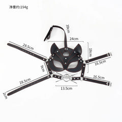 Black Leather Cat Mask with Open Mouth ring