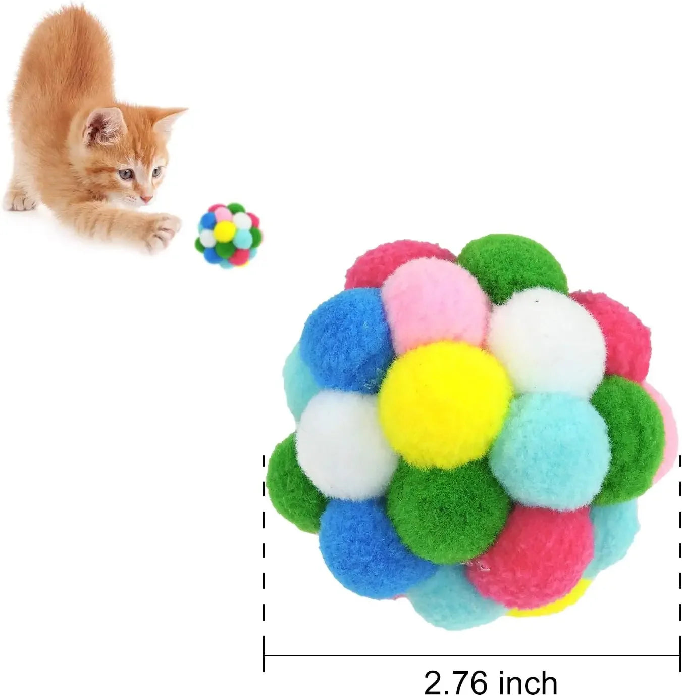 3/60pcs Cat Toys Balls with Bells