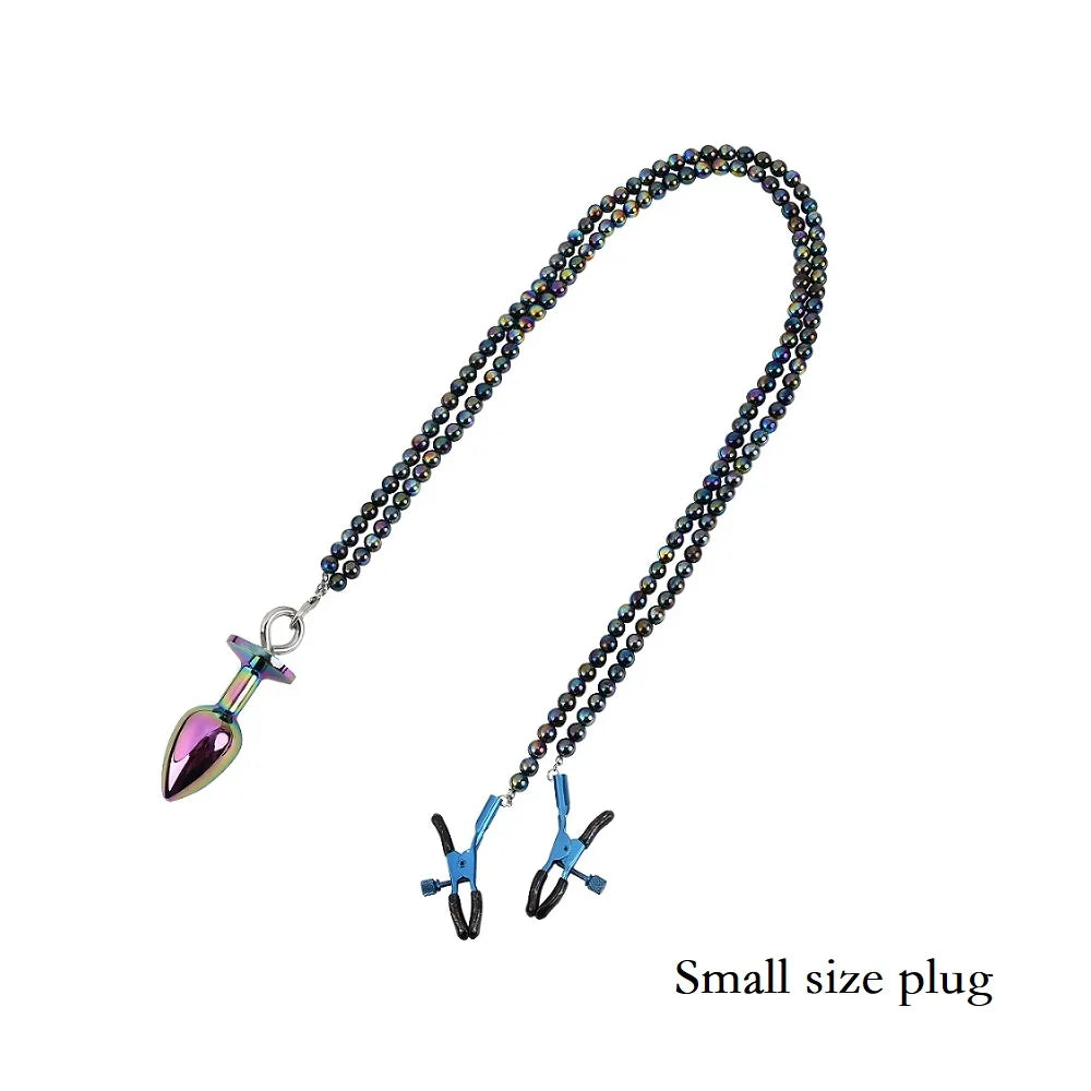 Small Medium Large Butt plug Pearl Nipple Clamps