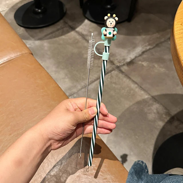 Cute Bear Silicone Straw Cover Caps