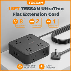 Ultra Thin Flat Plug Power Strip