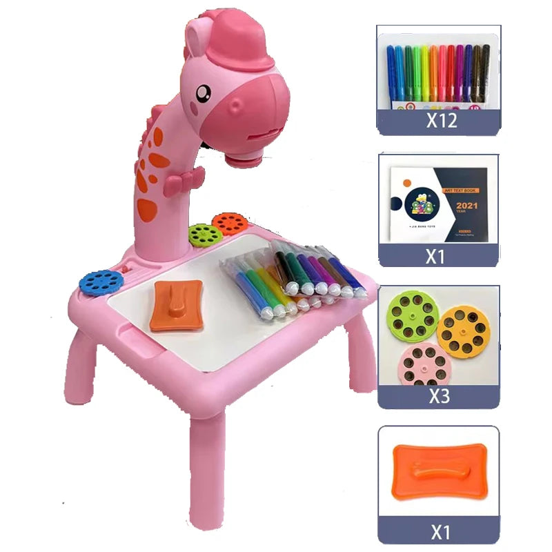 Children led projector drawing table toy