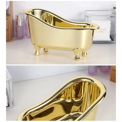 Golden Bathtub Shaped Cosmetic Case