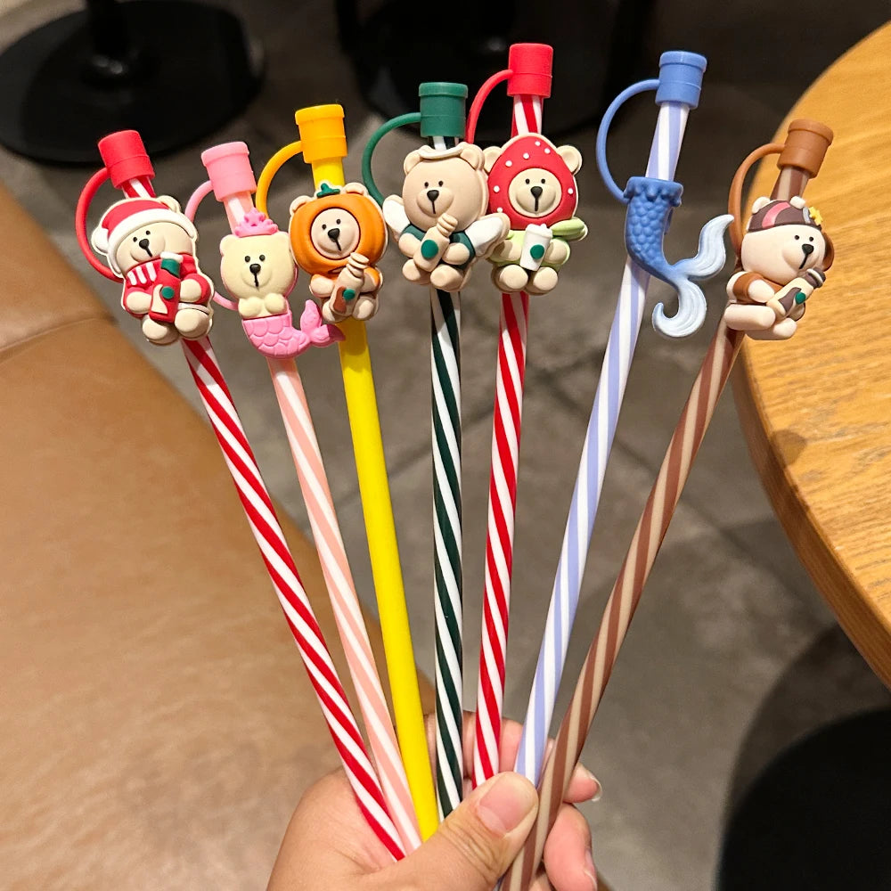 Cute Bear Silicone Straw Cover Caps