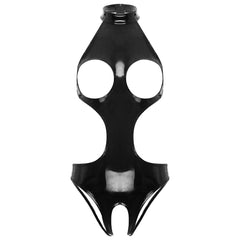 Womens Sexy Open Cup Crotchless Bodysuit